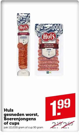 Coop Huls gesneden worst, Boerenjongens of cups aanbieding