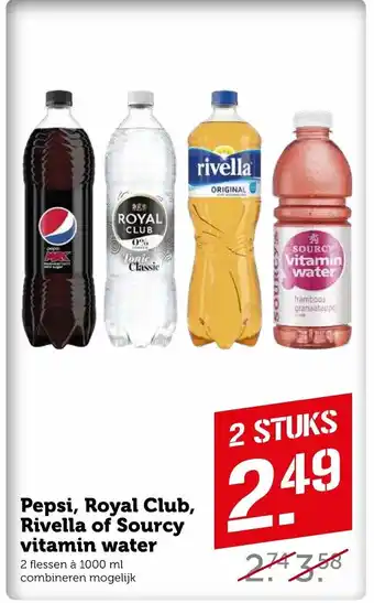 Coop Pepsi, Royal Club, Rivella of Scourcy vitamin water 1000 ml aanbieding