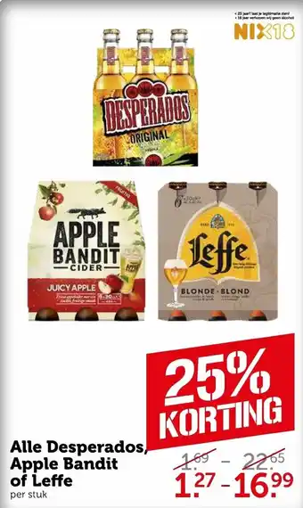 Coop Alle Desperados, Apple Bandit of Leffe aanbieding