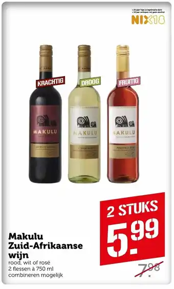 Coop Makulu Zuid-Afrikaanse wijn 750 ml aanbieding