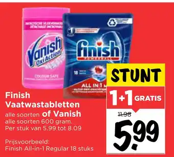 Vomar Voordeelmarkt Finish vaatwastabletten of vanish aanbieding