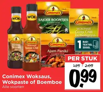 Vomar Voordeelmarkt Conimex woksaus, wokpaste of boemboe aanbieding