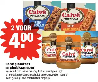 ALDI Calve pindakaas en pindakaasrepen 2 st aanbieding