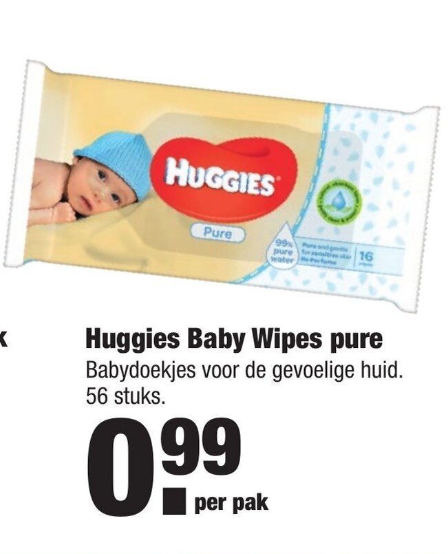 Huggies baby wipes pure aanbieding bij ALDI