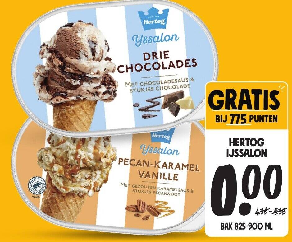 Hertog ijssalon 825 - 900 ml Gratis aanbieding bij Jumbo