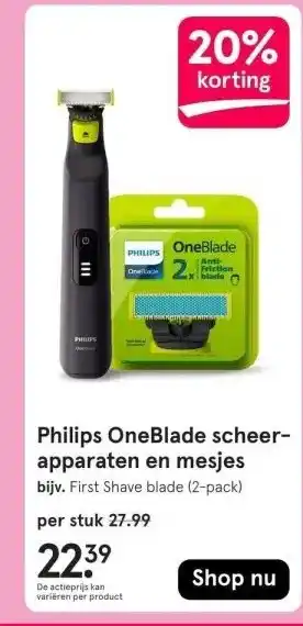 Etos Philips OneBlade scheer apparaten en mesjes aanbieding