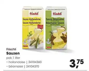 HANOS Frischli sauzen : hollandaise of béarnaise 1liter aanbieding