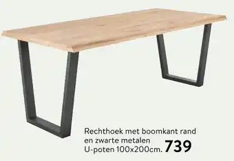 Profijt Meubel Rechthoek met boomkant rand en zwarte metalen aanbieding