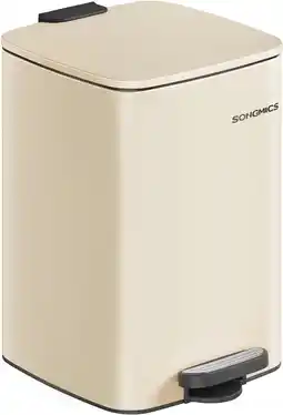 Amazon SONGMICS keukenprullenbak, 20 liter prullenbak, pedaalemmer, staal, met binnenemmer, soft close, openhoudfunctie, zandbeige L aanbieding