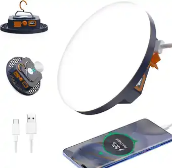 Amazon Campinglantaarn, draagbaar, 9900 mAh, powerbank, 2000 lm, oplaadbaar, IP65 waterdicht, ledlamp, voor camping, werk, jacht, vi aanbieding