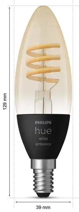 Coolblue Philips Hue Filamentlamp White Ambiance kaarslamp E14 2-pack aanbieding
