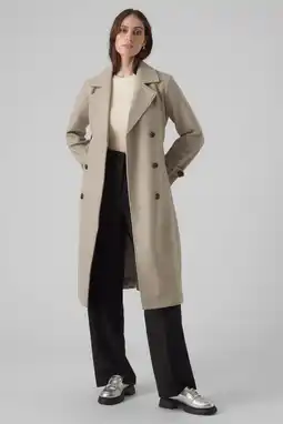 Wehkamp VERO MODA gemêleerde trenchcoat jas VMFORTUNEVEGA van polyester beige aanbieding