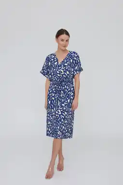 Wehkamp VILA jurk VILAYA met all over print blauw/ beige aanbieding