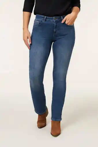 Wehkamp Miss Etam straight jeans Jackie medium blue denim aanbieding