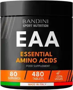 Amazon Bandini EAA Essentiële Aminozuren 480 TABLETTEN - Met 9 Essentiële Aminozuren Intra Pre en Post Workout - Bevordert spiergroe aanbieding