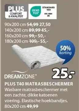 Jysk DREAMZONE PLUS T40 MATRASBESCHERMER aanbieding