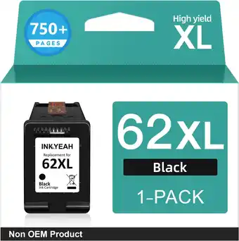 Amazon InkYeah 62 Zwart Inktcartridge XL, 62 Inktcartridges Vervanging voor HP 62 Zwart Inktcartridge, Printerinkt 62 voor OfficeJet aanbieding