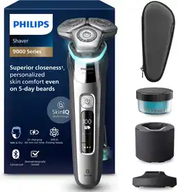 Amazon Philips Shaver Series 9000 - Elektrisch scheerapparaat voor nat en droog scheren, Lift and Cut, SkinIQ-technologie, uitklapba aanbieding