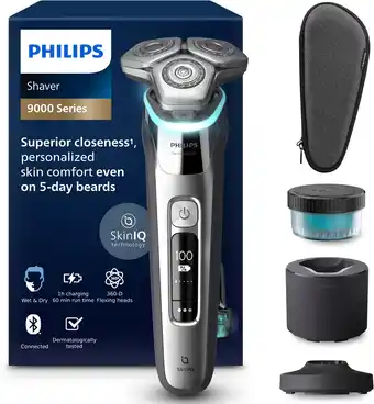 Amazon Philips Shaver Series 9000 - Elektrisch scheerapparaat voor nat en droog scheren, Lift and Cut, SkinIQ-technologie, uitklapba aanbieding