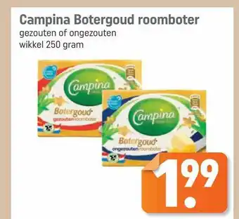 Lekker Makkelijk Campina Botergoud Roomboter Gezouten Of Ongezouten aanbieding