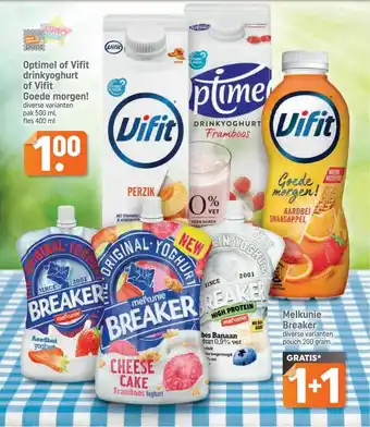 Lekker Makkelijk Optimal Of Vifit Drinkyoghurt Of Vifit Goede Morgen! Of Melkunie Breaker 1+1 Gratis aanbieding