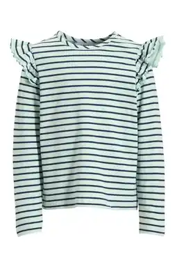 Wehkamp anytime longsleeve met ruffles grijsgroen / donkerblauw aanbieding