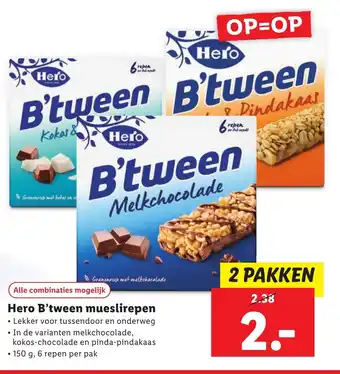 Lidl Hero B'tween Mueslirepen 2 pakken aanbieding