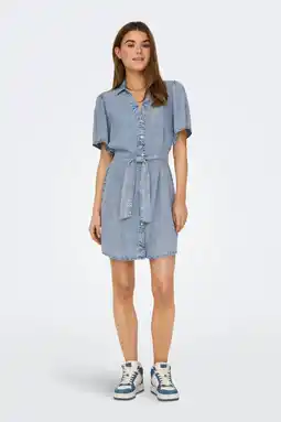 Wehkamp ONLY spijker blousejurk light blue denim aanbieding