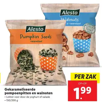 Lidl Gekarameliseerde Pompoenpitten En Walnoten aanbieding