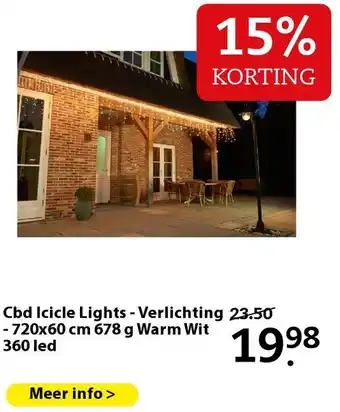 Boerenbond Cbd Icicle Lights - Verlichting - 720x60 cm 678 g Warm Wit 360 led aanbieding