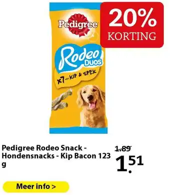 Boerenbond Pedigree Rodeo Snack - Hondensnacks - Kip Bacon 123 g aanbieding