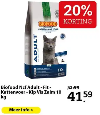 Boerenbond Biofood Ncf Adult - Fit - Kattenvoer - Kip Vis Zalm 10 kg aanbieding