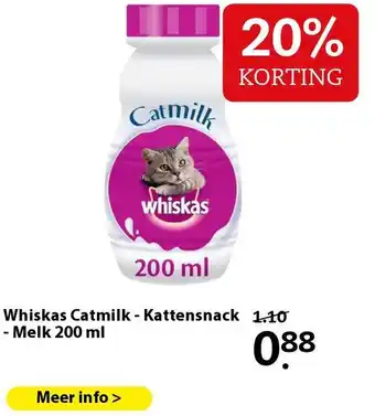 Boerenbond Whiskas Catmilk - Kattensnack - Melk 200 ml aanbieding