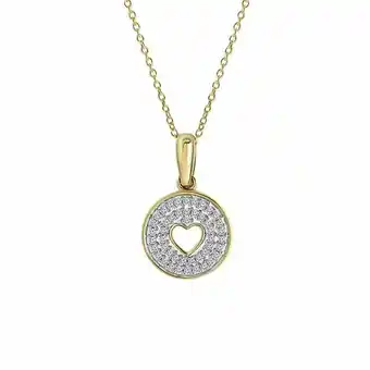 Lucardi 14 Karaat geelgouden ketting hart/rond 0,08ct aanbieding