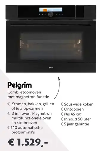 Superkeukens Pelgrim combi-stoomoven met magnetron functie aanbieding