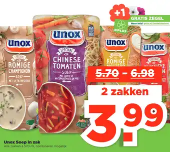 PLUS Unox Soep in zak 570ml aanbieding