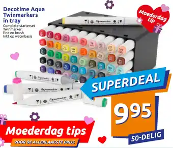 Action Decotime Aqua twinmarkers in tray aanbieding