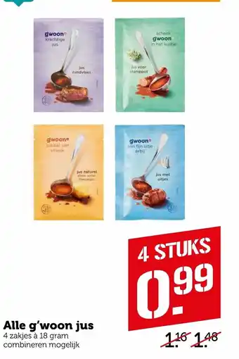 Coop G'woon Jus 4*18g aanbieding