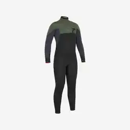 Decathlon Wetsuit voor surfen kinderen 900 3/2 front zip zwart kaki aanbieding