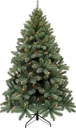 Intratuin Triumph Tree kunstkerstboom Jewel blauw met 304 lampjes warm wit D 141 H 230 cm aanbieding