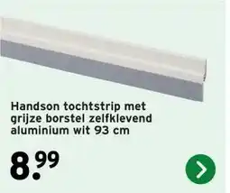 GAMMA Handson tochtstrip met grijze borstel zelfklevend aluminium wit 93 cm aanbieding