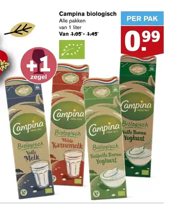 Hoogvliet Campina biologisch 1 liter aanbieding