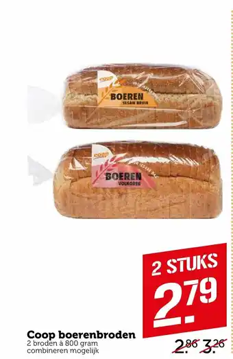 Coop Coop boerenbroden 2*800 gr aanbieding