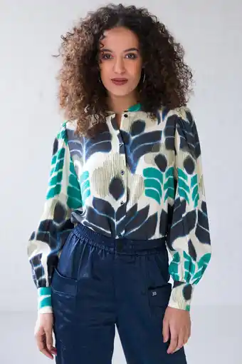 Wehkamp Ivy Beau blouse met all over print blauw aanbieding