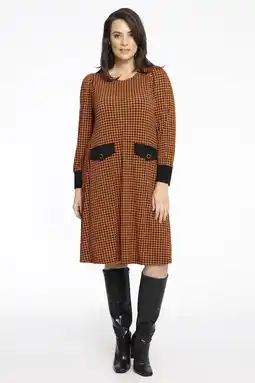 Wehkamp Yoek A-lijn jurk DOLCE van travelstof met all over print oranje aanbieding