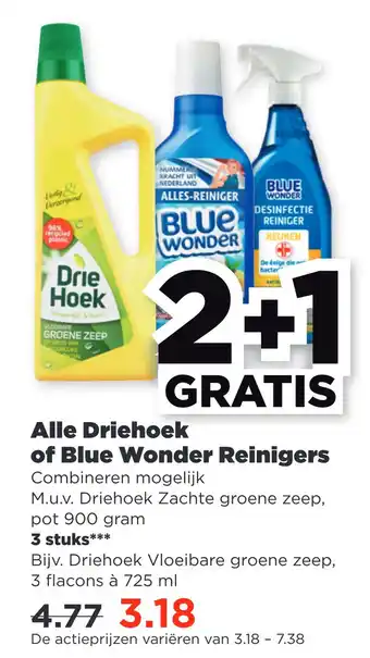 PLUS Alle diehoek of blue wonder reinigers aanbieding