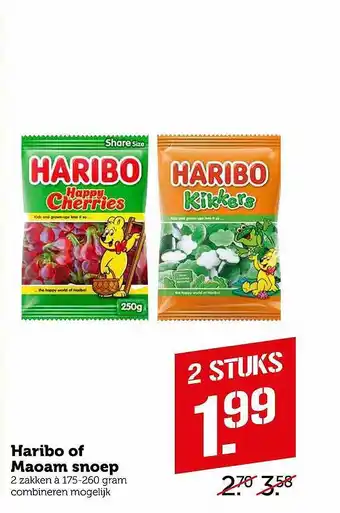 Coop Haribo of maoam snoep 175-260 gram aanbieding