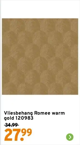 GAMMA Vliesbehang Romee warm gold 120983 aanbieding
