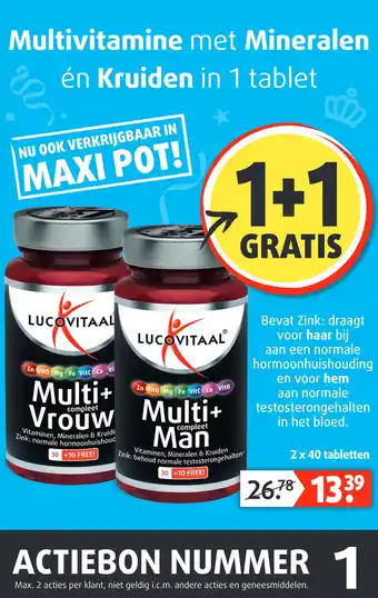 Lucovitaal Multivitamine met mineralen én kruiden in 1 tablet aanbieding