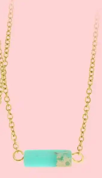 Lucardi Stalen goldplated ketting met natural stones aanbieding